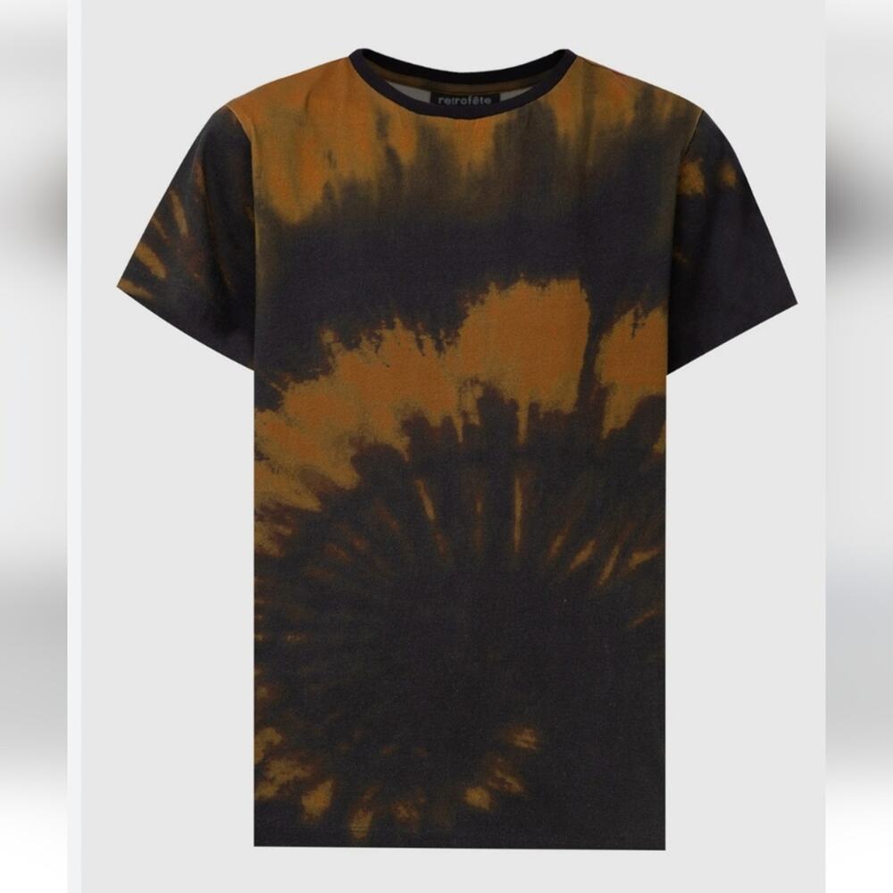 Retrofete Tie Dye T-Shirt in Brown Black Size XL NWT Short Sleeve
